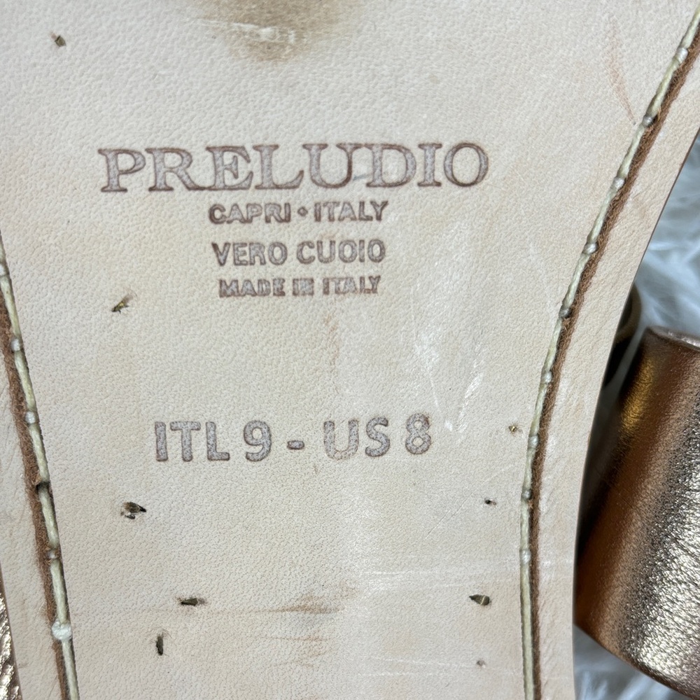 Preludio Metallic Rose Gold Leather Slingback Sandals - Picture 4 of 6